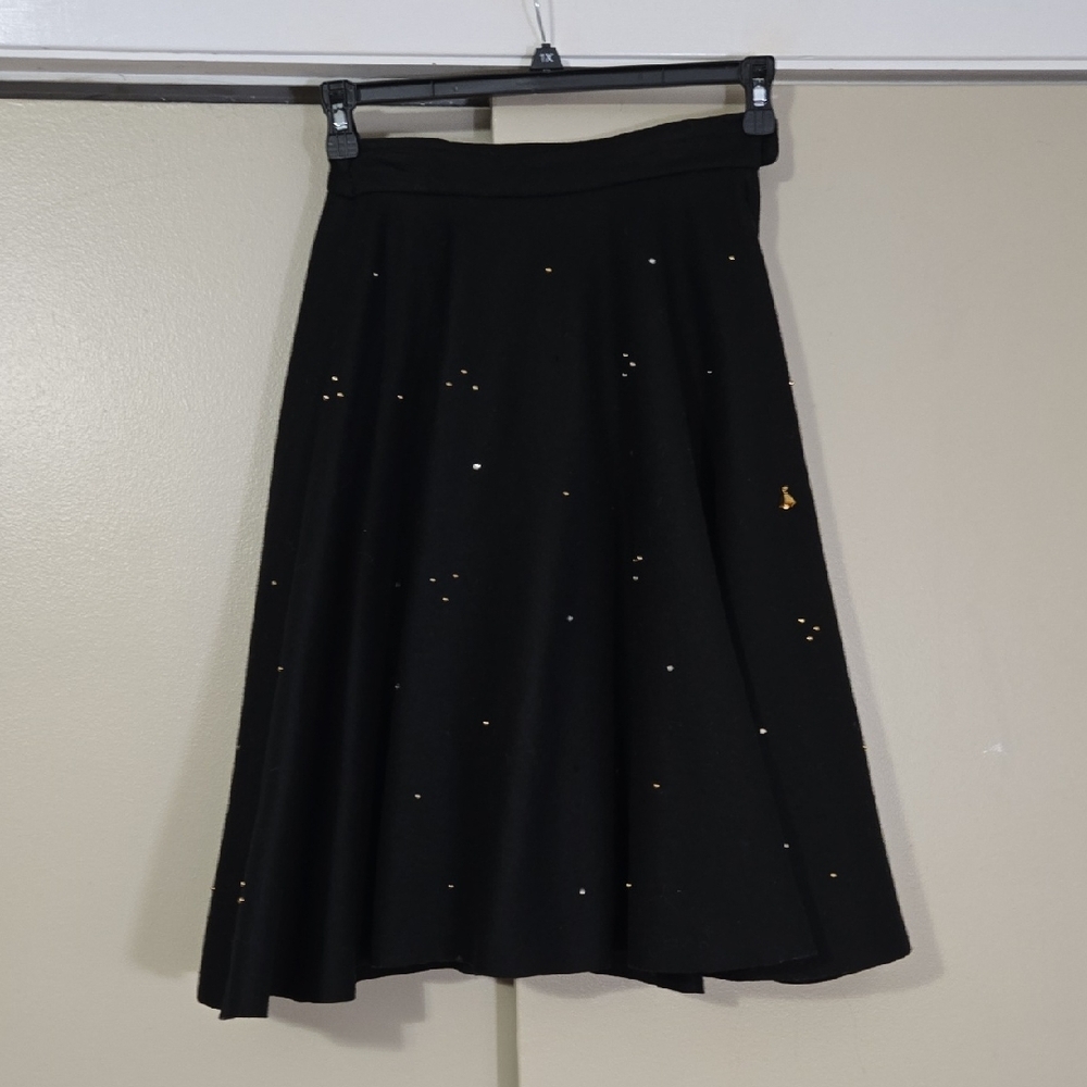 Vintage 50s Jonathan Logan Black Circle Skirt Jingle Bell Embellishments Size 13